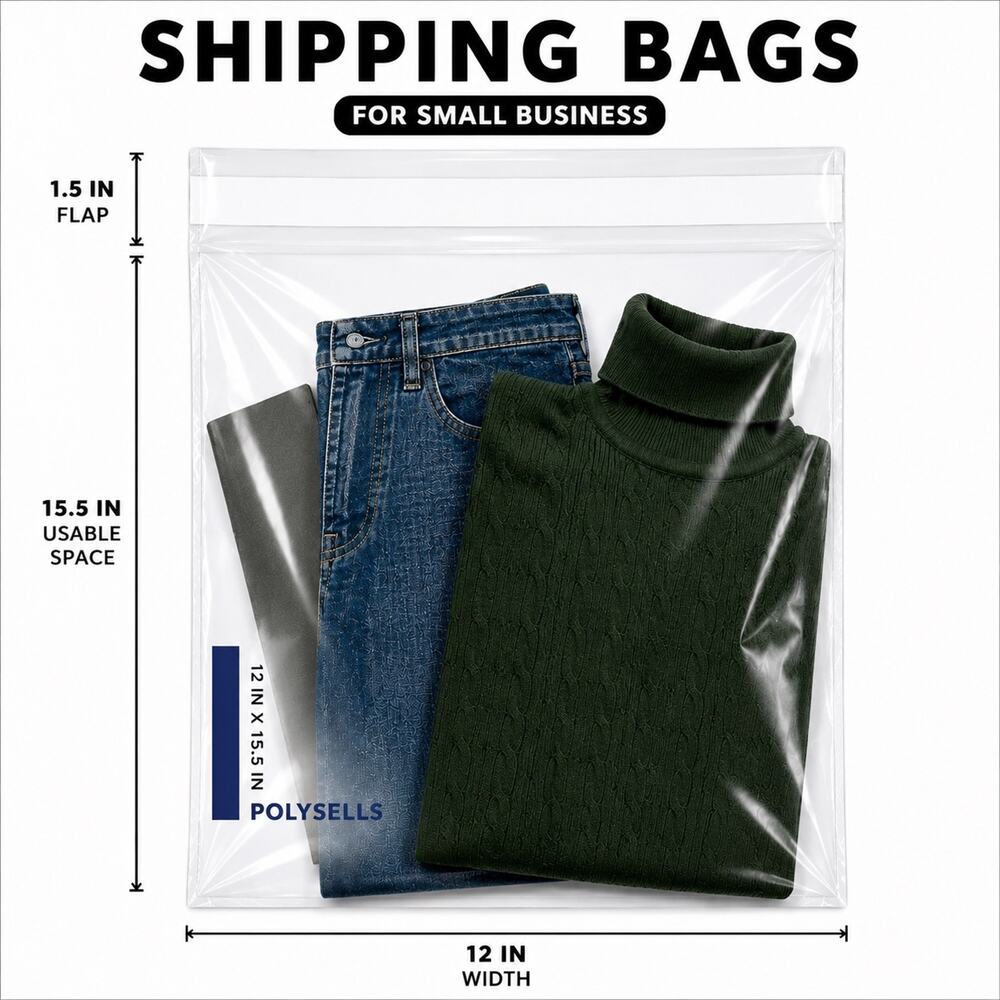 POLY MAILERS CLEAR (25 PACK) 12x15.5 SELF SEAL SHIPPING BAGS MAILING BAGS NEW - Picture 2 of 4